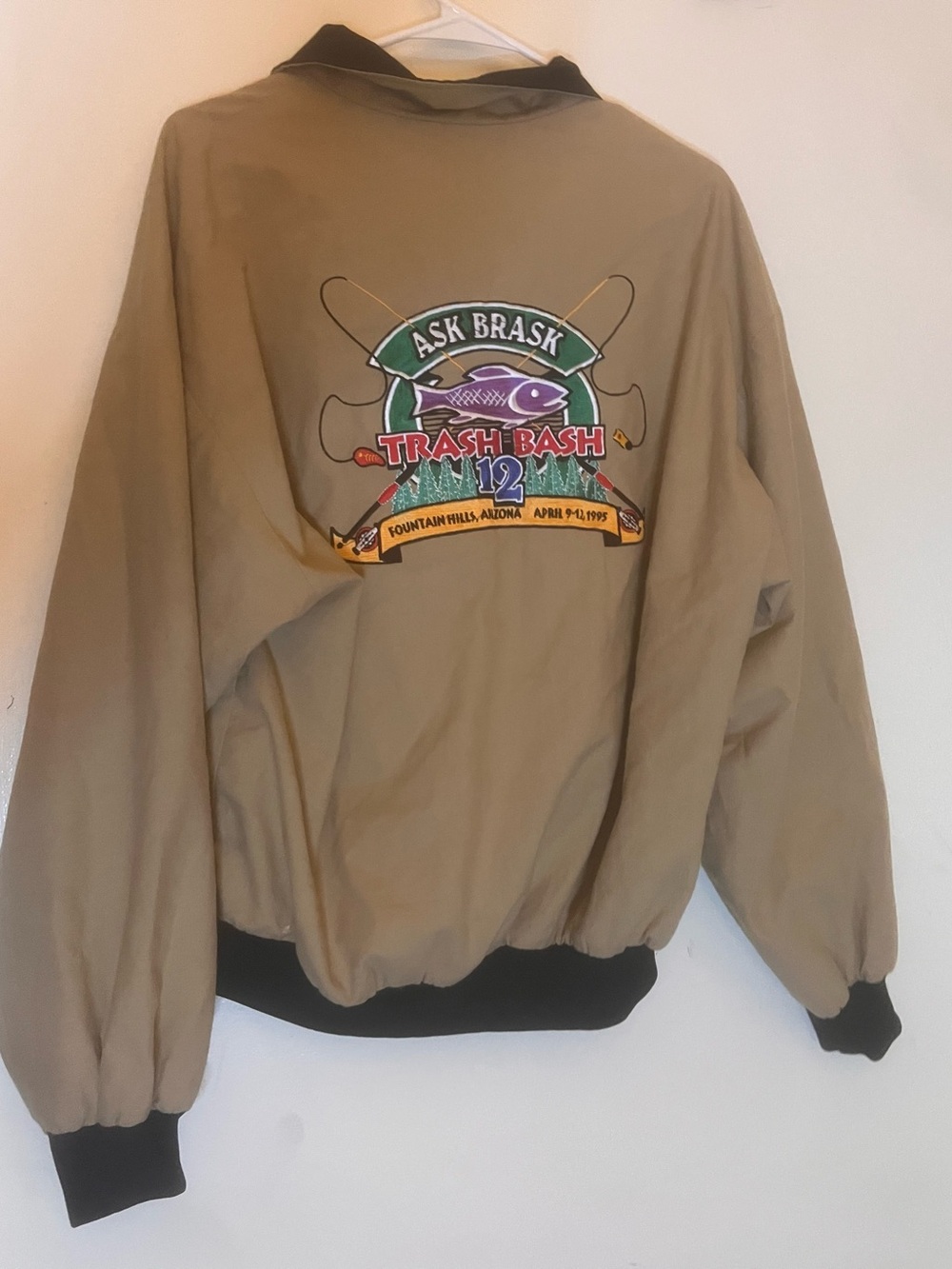 vintage 1995 trash bash jacket fishing holloway made in usa lg harrington
